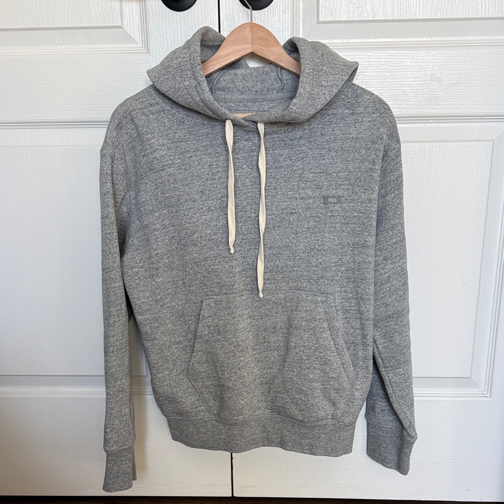 Figs Men's Heather Gray Hoodie With Cream Drawcords
